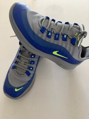Nike Gray and Blue Sneakers with Neon Green Swoosh like new!